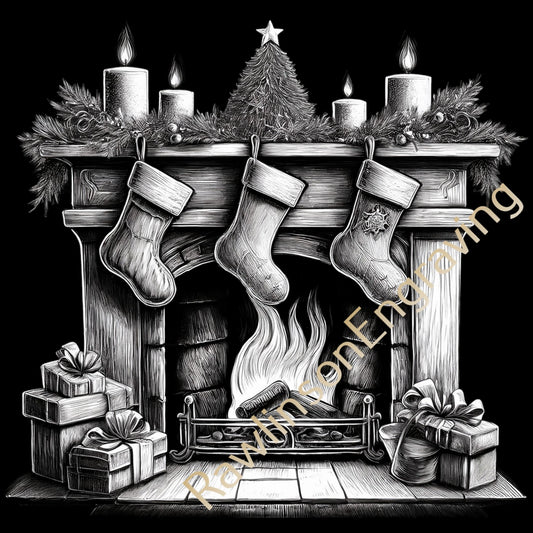 Christmas Custom Laser Engraved Round Slate Coasters