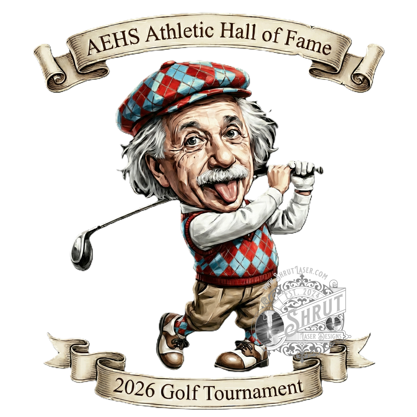 AEHS HOF Golf Tournement Laser Engraved Round Slate Coasters