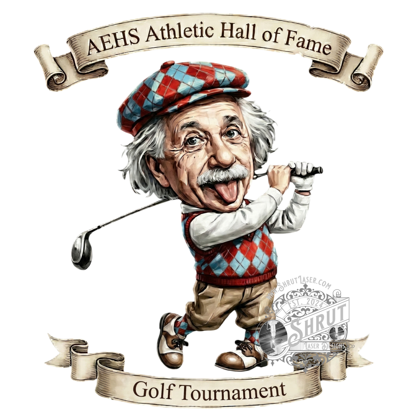 AEHS HOF Golf Tournement Laser Engraved Round Slate Coasters