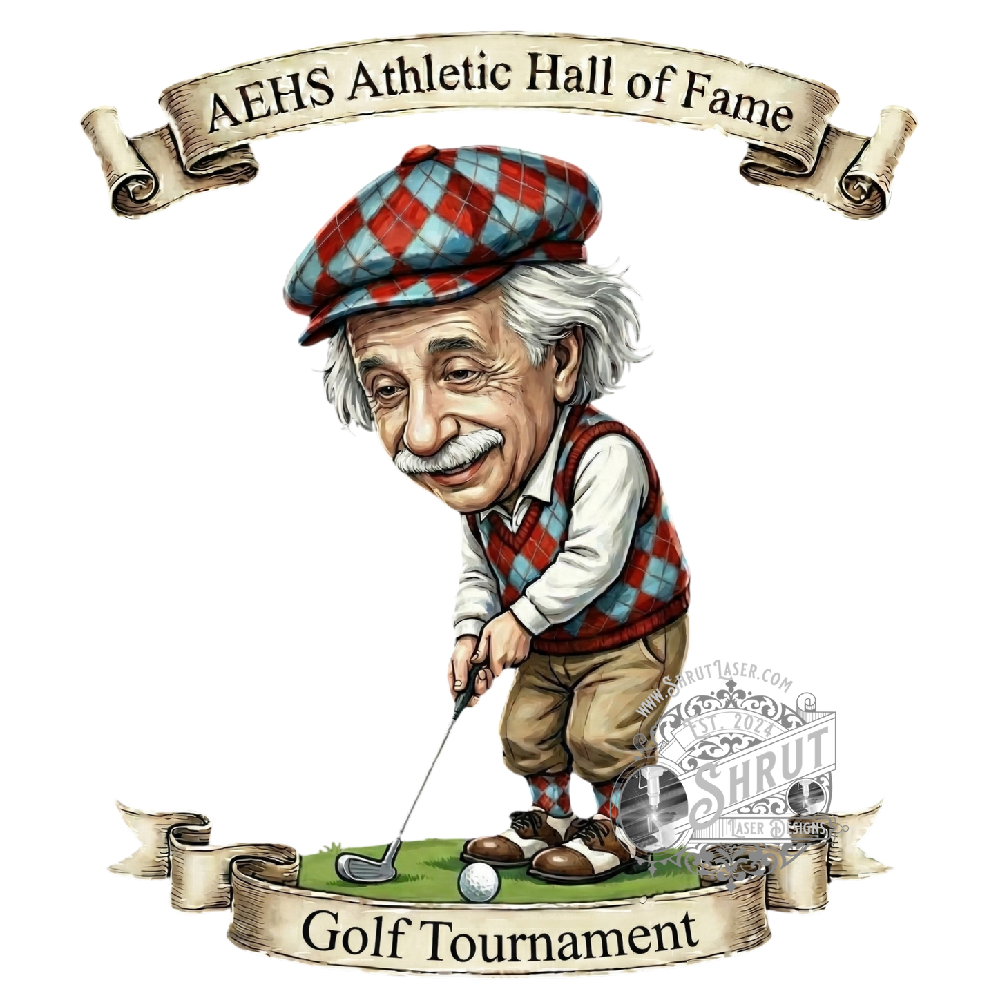 AEHS HOF Golf Tournement Laser Engraved Round Slate Coasters