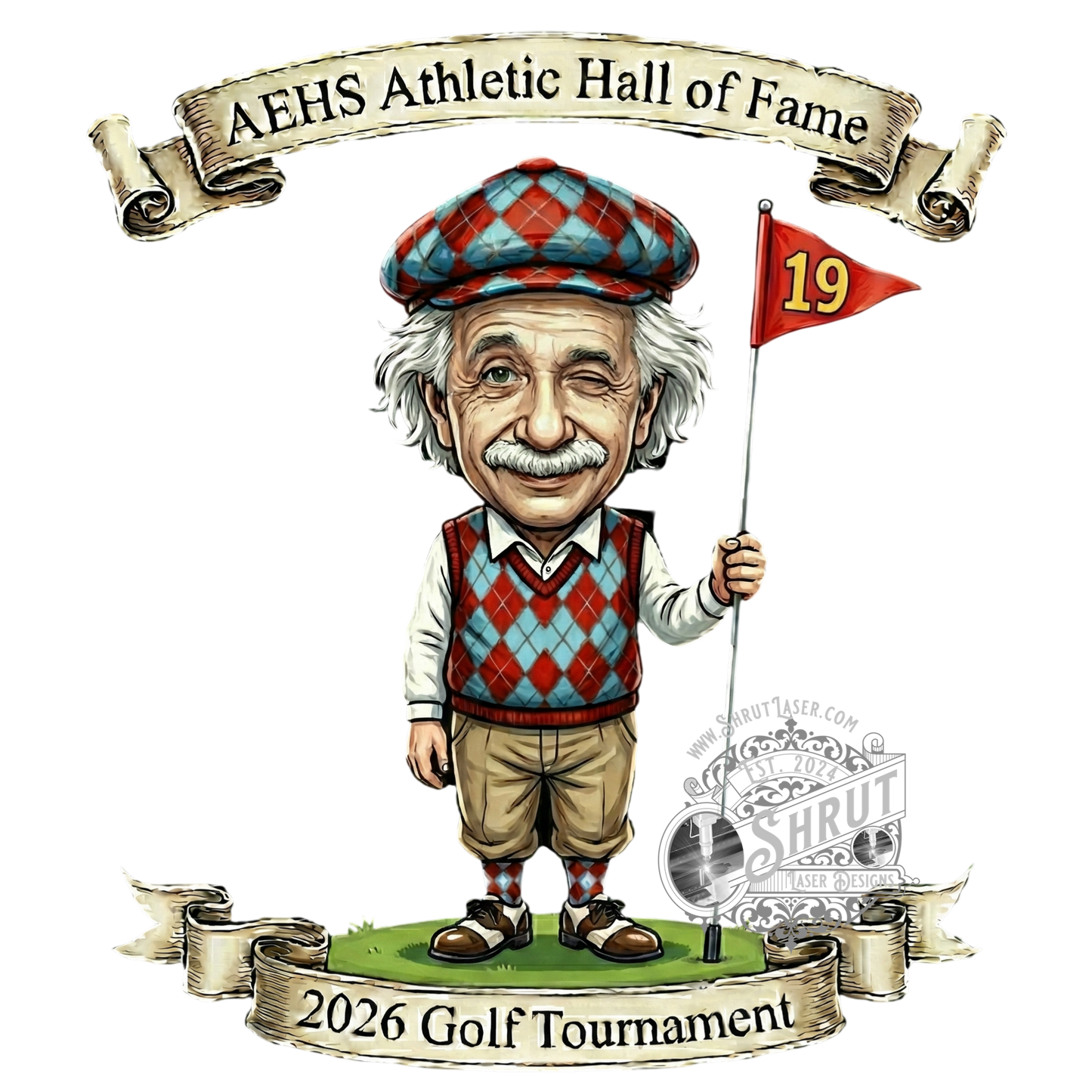 AEHS HOF Golf Tournement Laser Engraved Round Slate Coasters