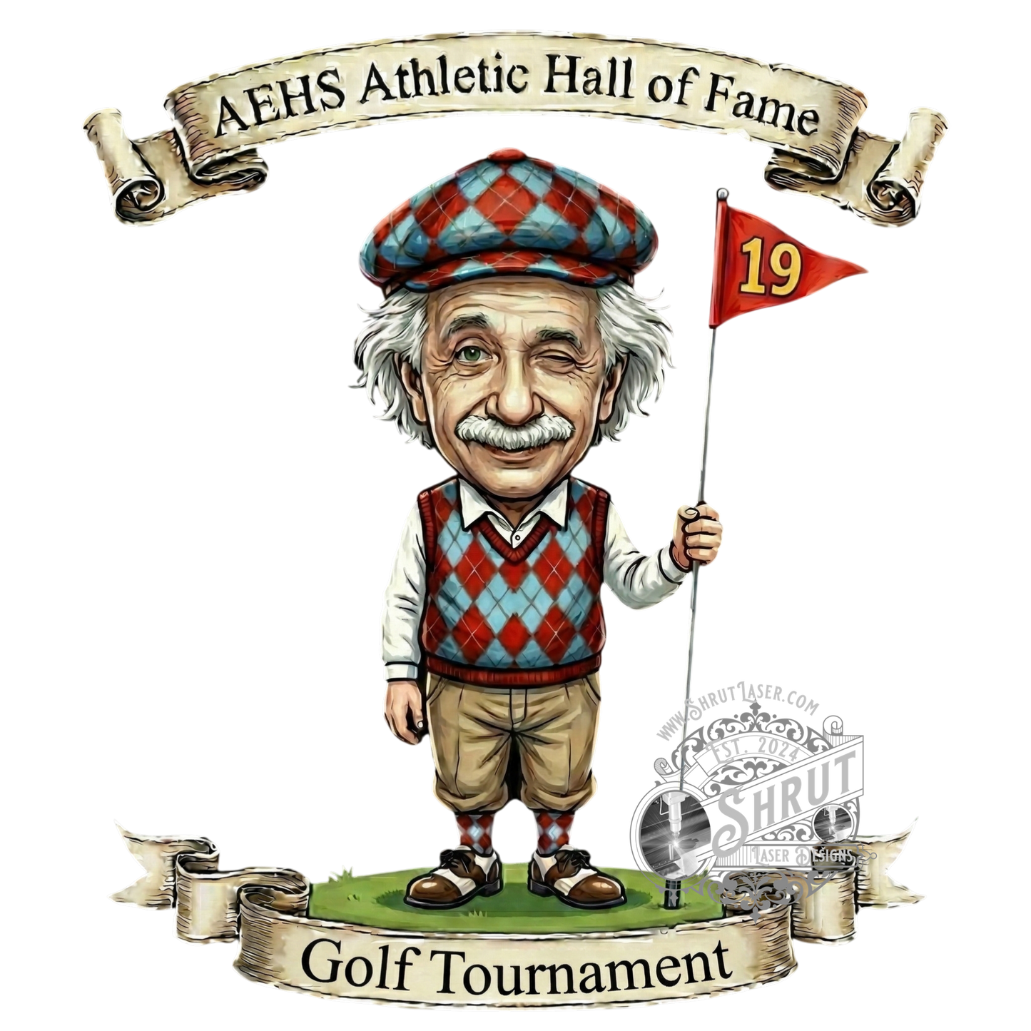 AEHS HOF Golf Tournement Laser Engraved Round Slate Coasters