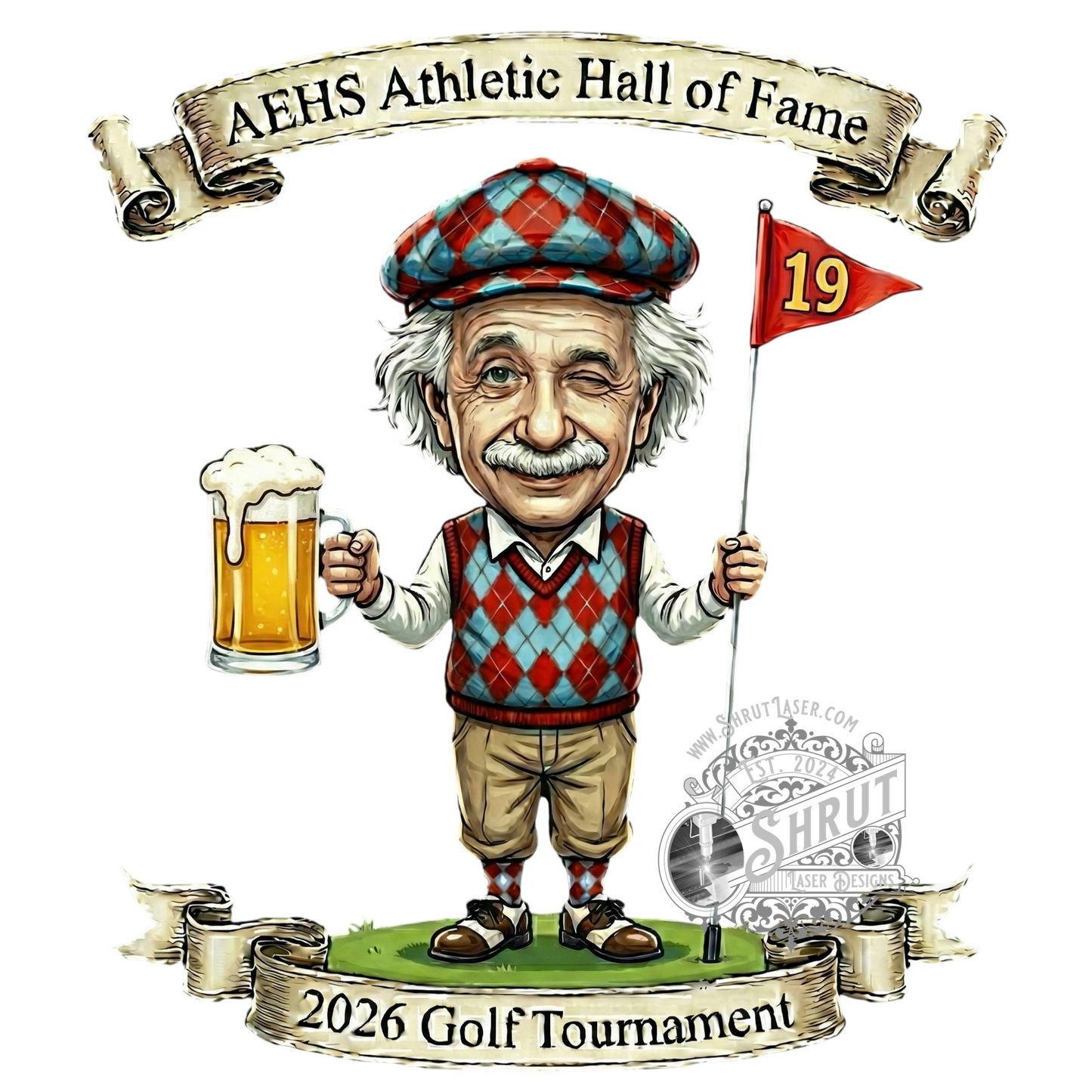 AEHS HOF Golf Tournement Laser Engraved Round Slate Coasters