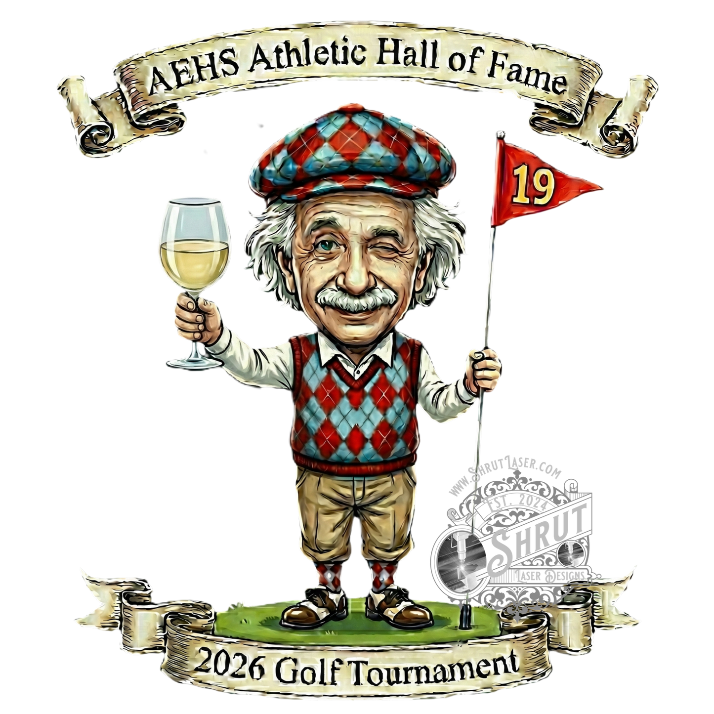 AEHS HOF Golf Tournement Laser Engraved Round Slate Coasters