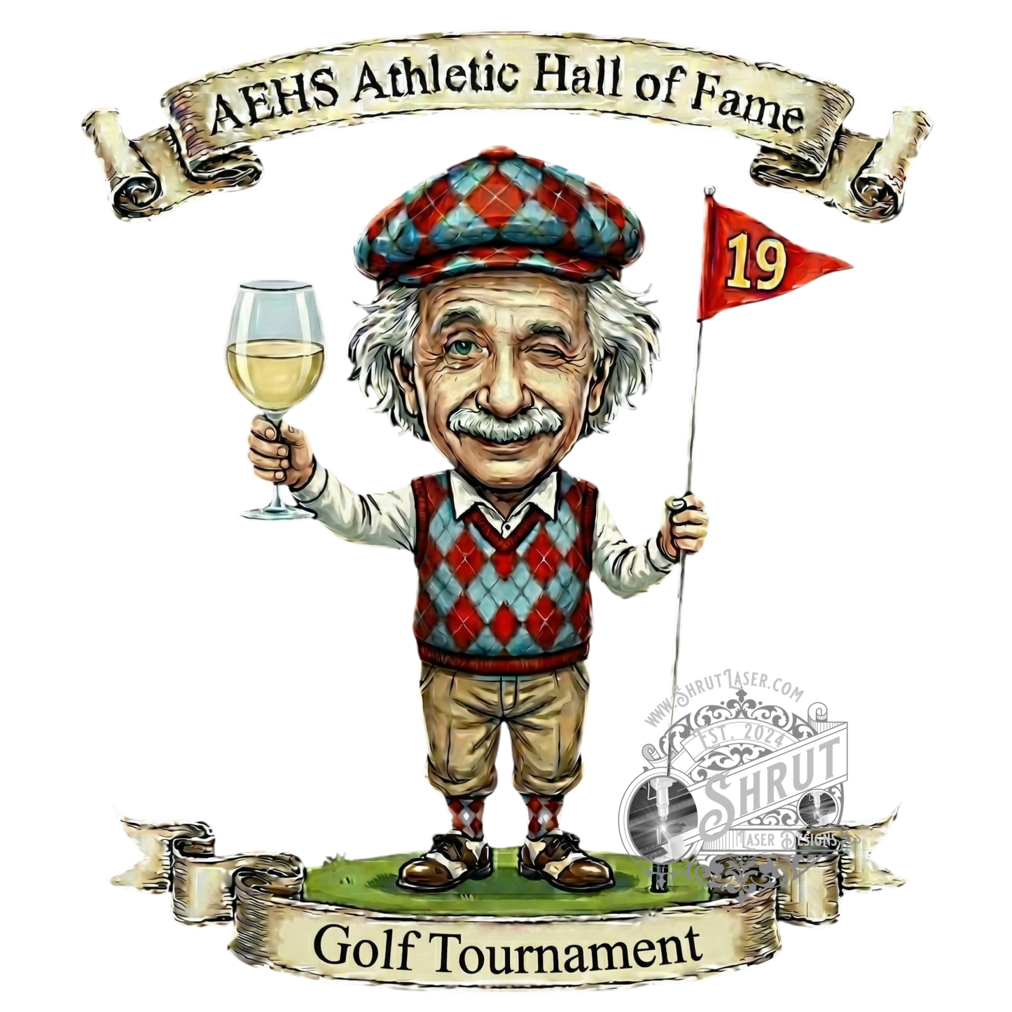 AEHS HOF Golf Tournement Laser Engraved Round Slate Coasters