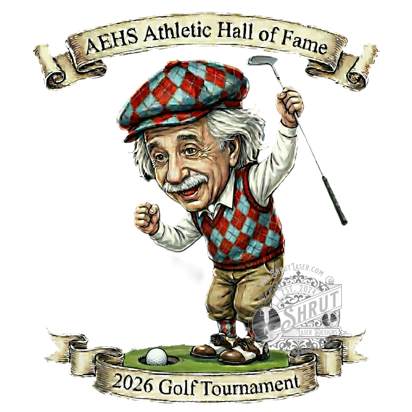 AEHS HOF Golf Tournement Laser Engraved Round Slate Coasters