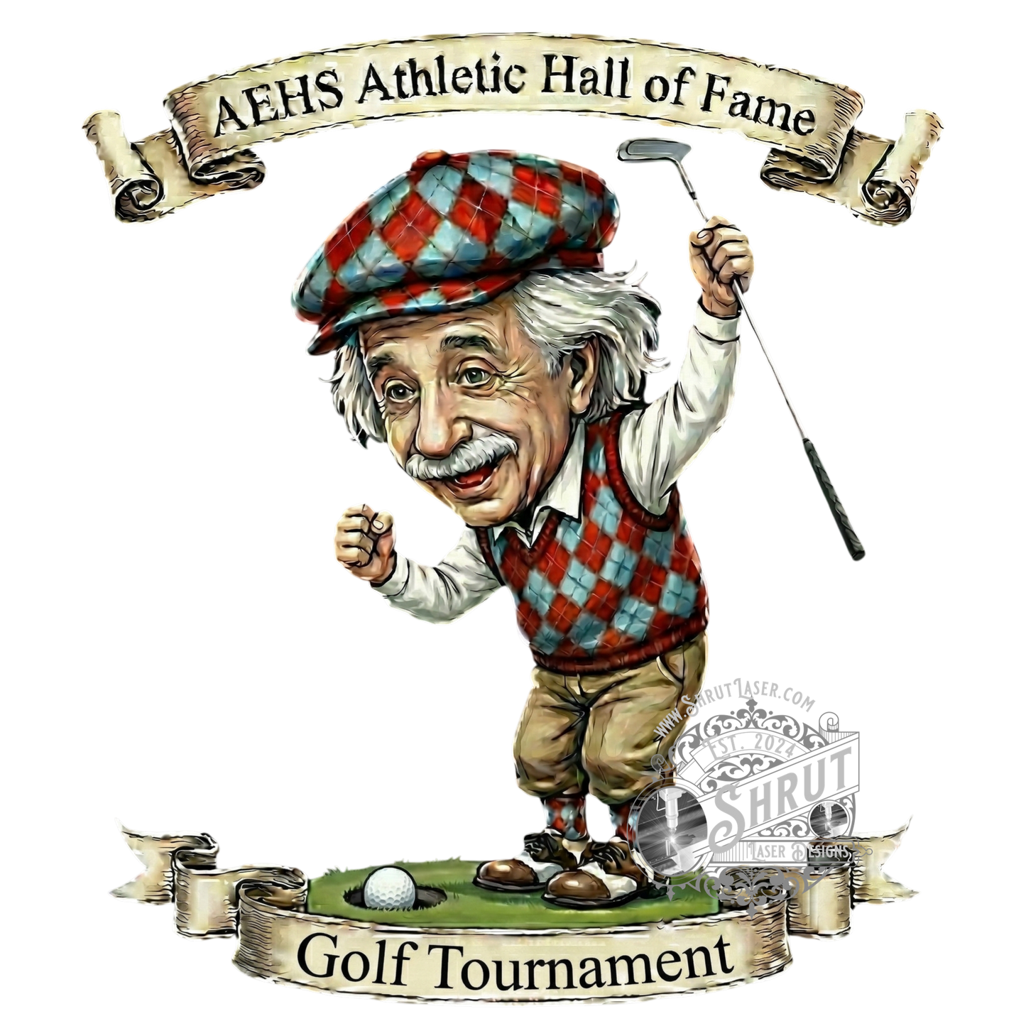 AEHS HOF Golf Tournement Laser Engraved Round Slate Coasters