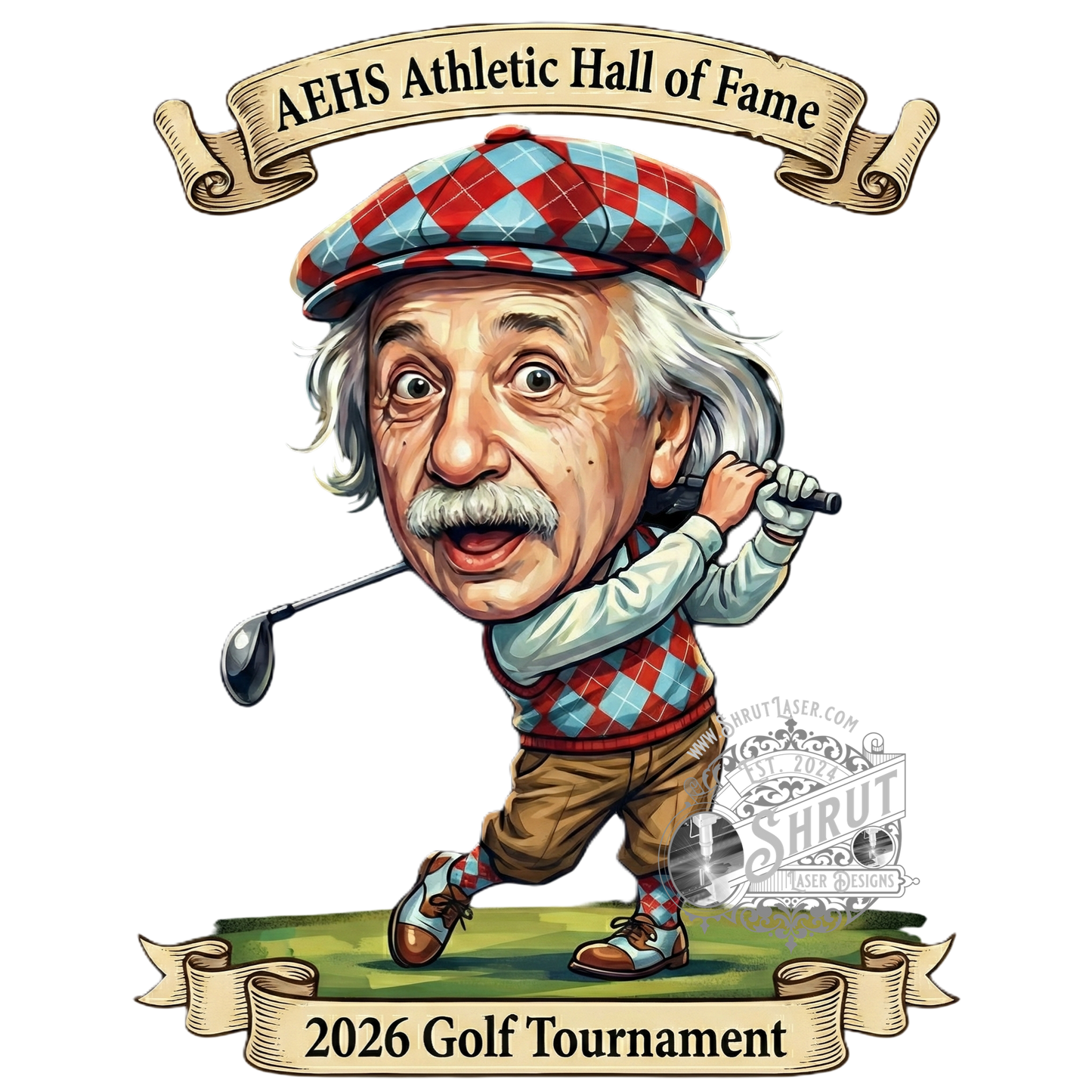 AEHS HOF Golf Tournement Laser Engraved Round Slate Coasters
