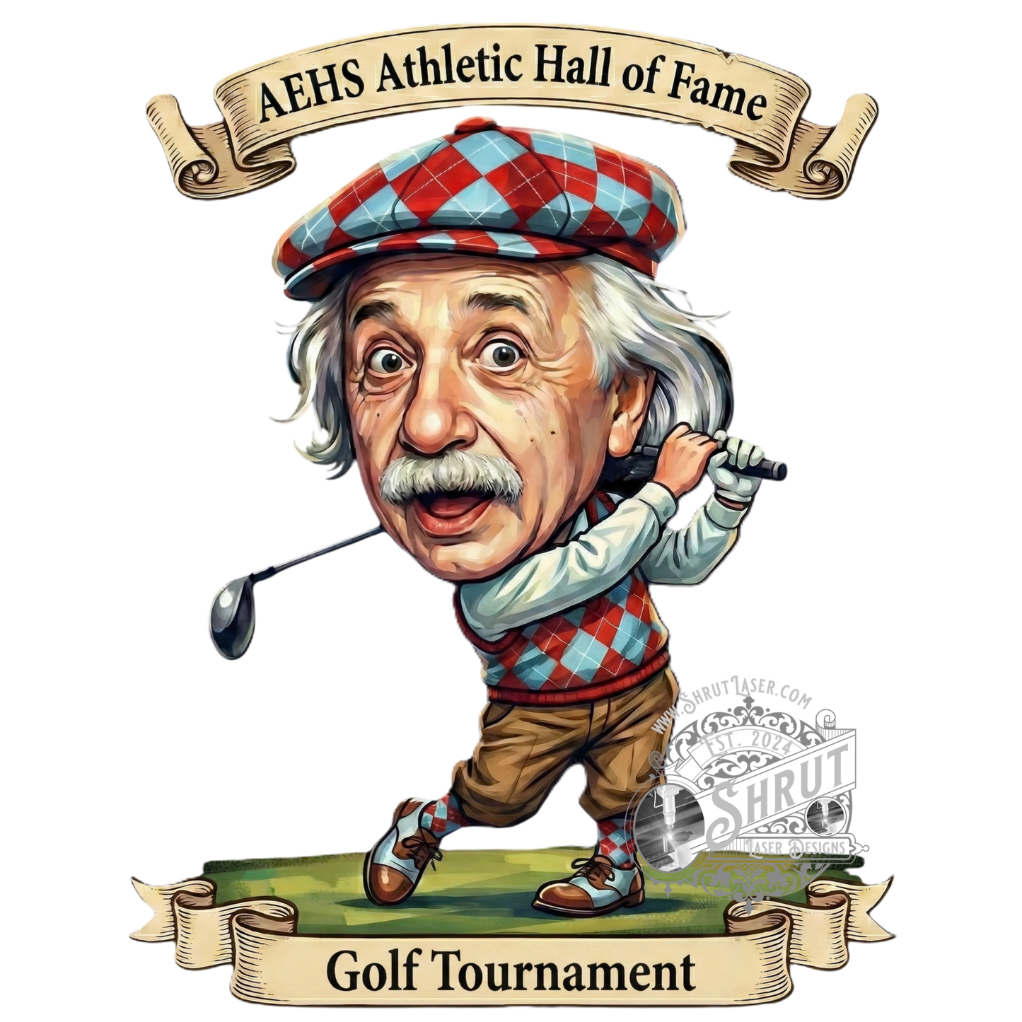 AEHS HOF Golf Tournement Laser Engraved Round Slate Coasters