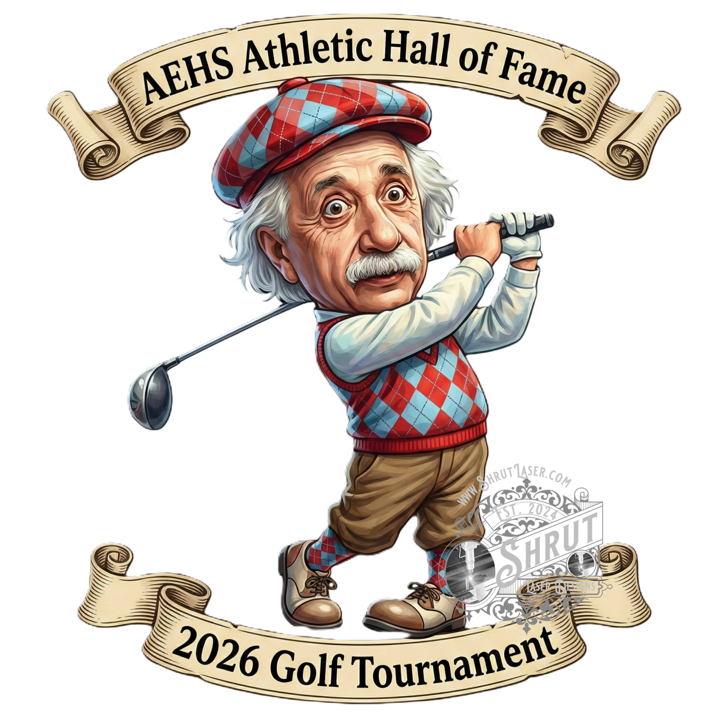AEHS HOF Golf Tournement Laser Engraved Round Slate Coasters