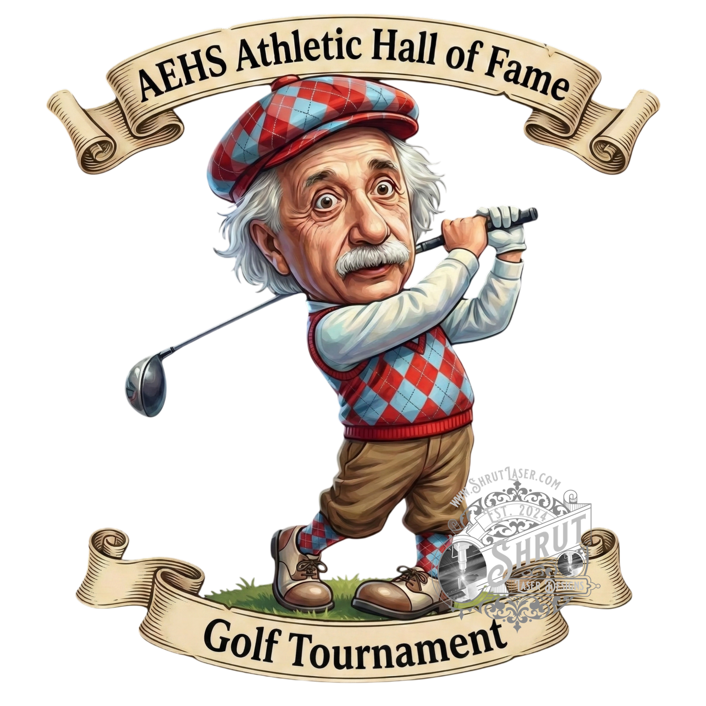 AEHS HOF Golf Tournement Laser Engraved Round Slate Coasters