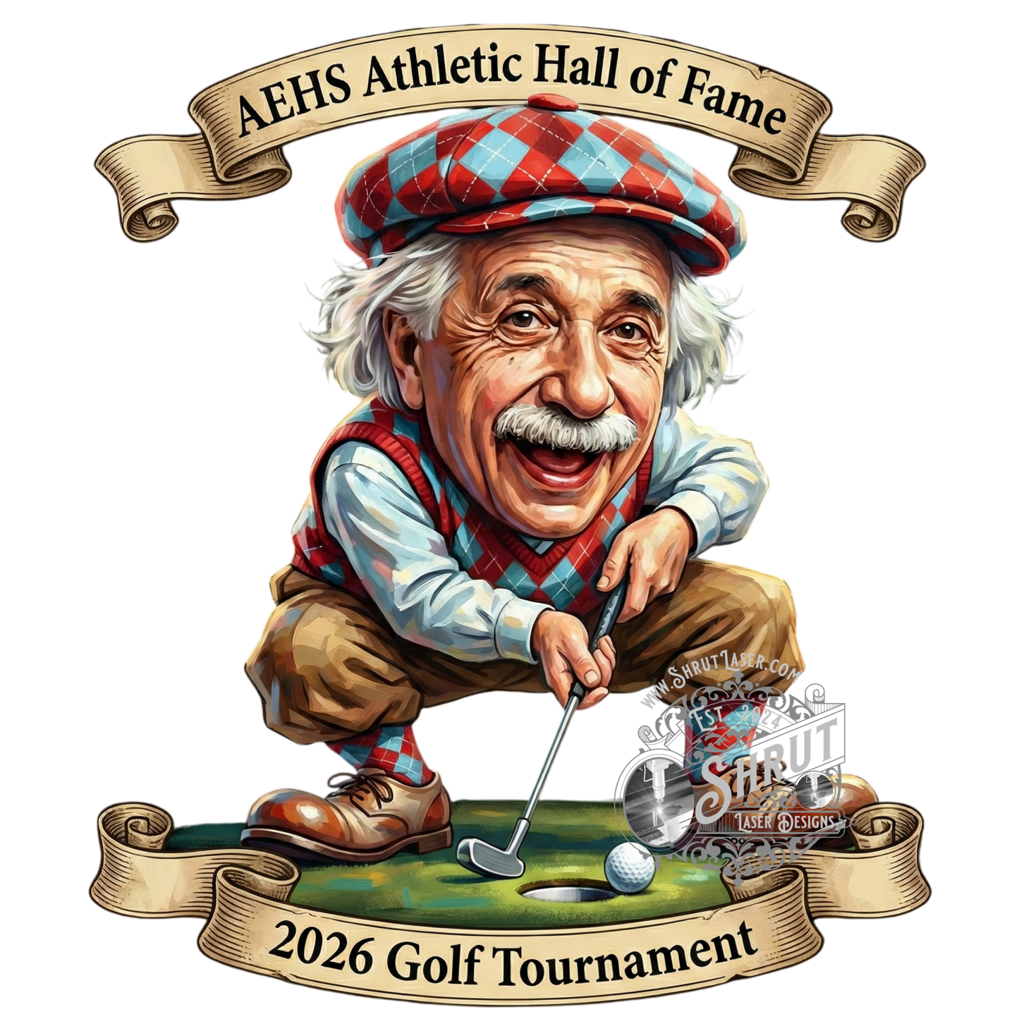 AEHS HOF Golf Tournement Laser Engraved Round Slate Coasters