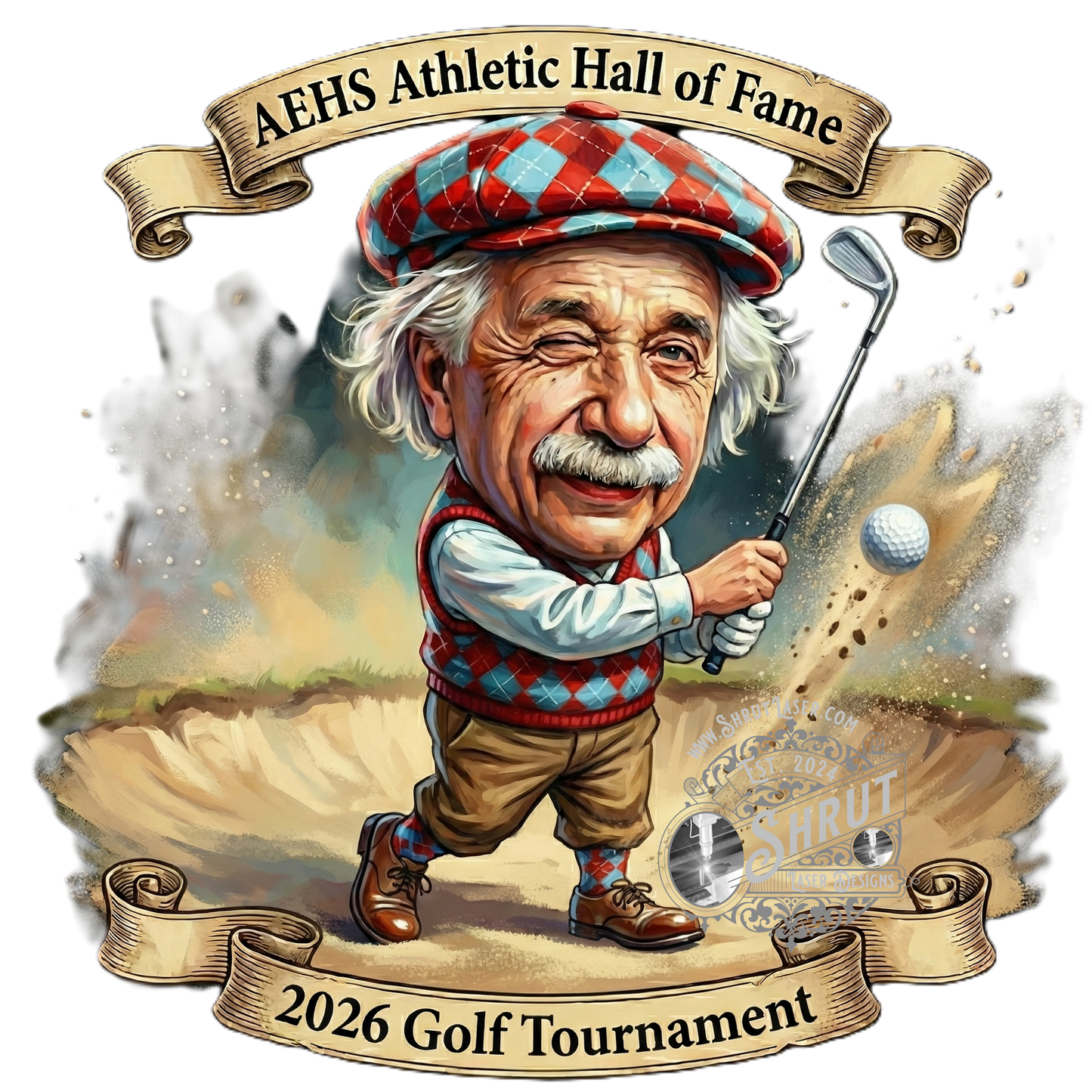 AEHS HOF Golf Tournement Laser Engraved Round Slate Coasters
