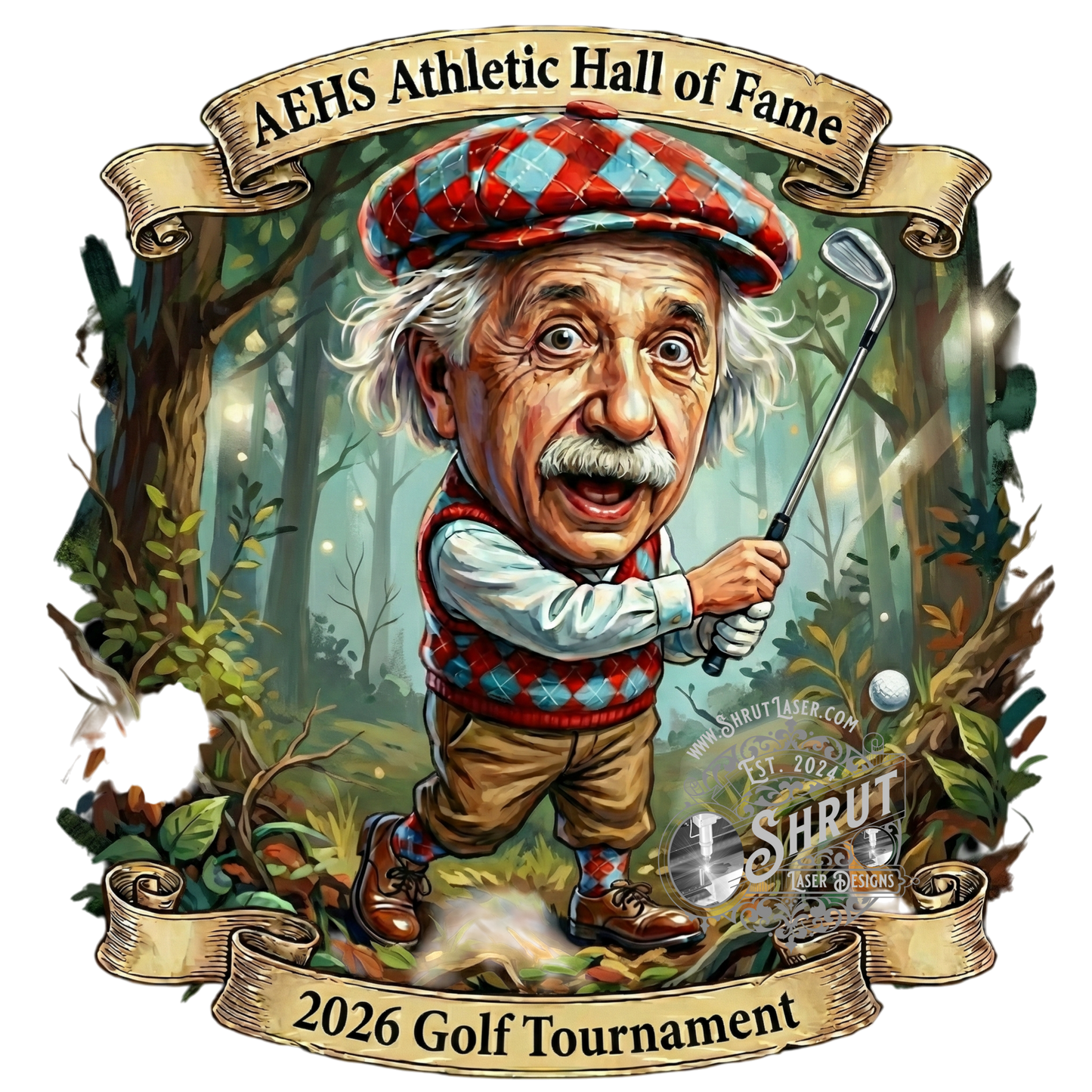 AEHS HOF Golf Tournement Laser Engraved Round Slate Coasters