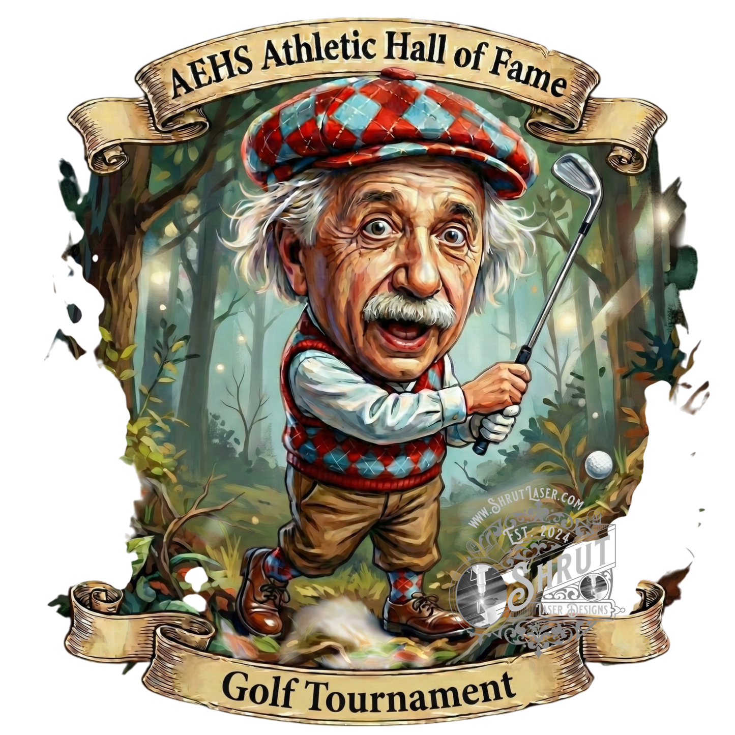 AEHS HOF Golf Tournement Laser Engraved Round Slate Coasters