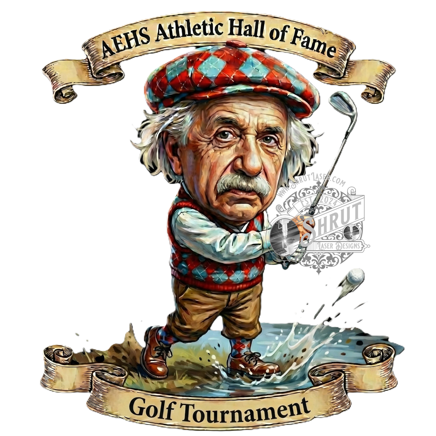AEHS HOF Golf Tournement Laser Engraved Round Slate Coasters