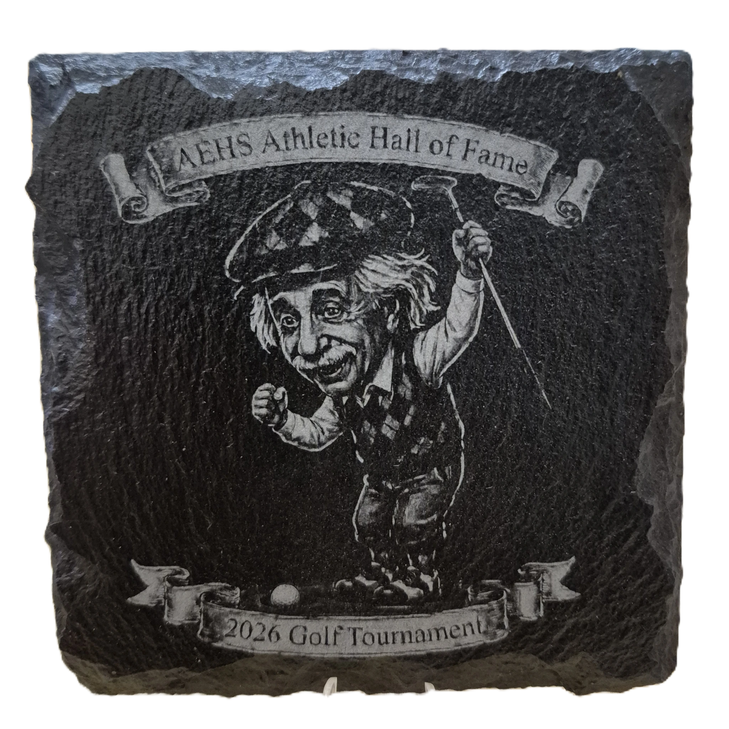 AEHS HOF Golf Tournement Laser Engraved Square Slate Coasters