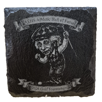 AEHS HOF Golf Tournement Laser Engraved Square Slate Coasters