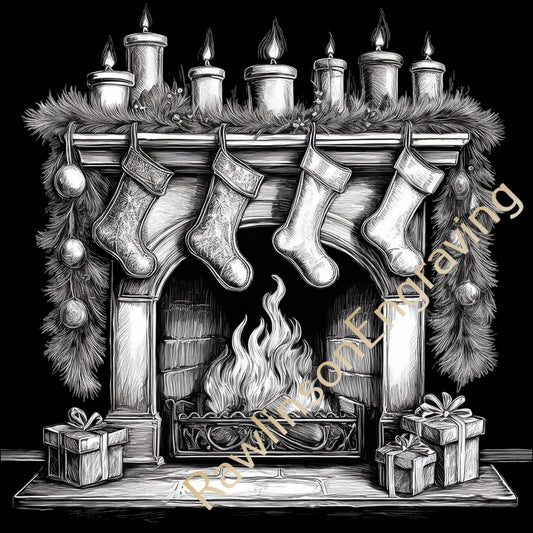 Christmas Custom Laser Engraved Round Slate Coasters