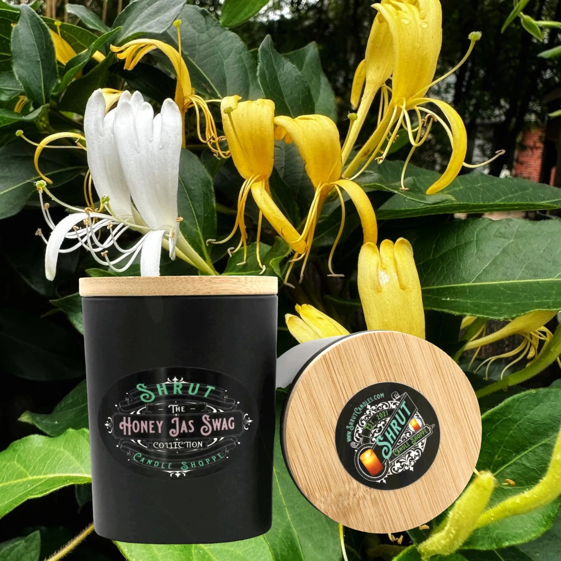 Honey Jas Swag - Hand-Poured, Scented Candle - Shrut Candle & Laser Design Shoppe