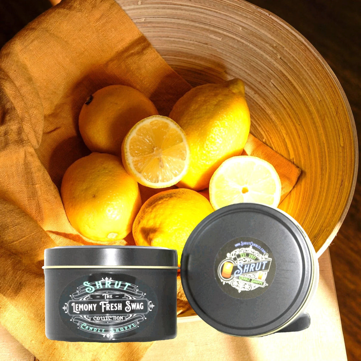Lemony Fresh Swag - Hand-Poured, Scented Candle - Shrut Candle & Laser Design Shoppe